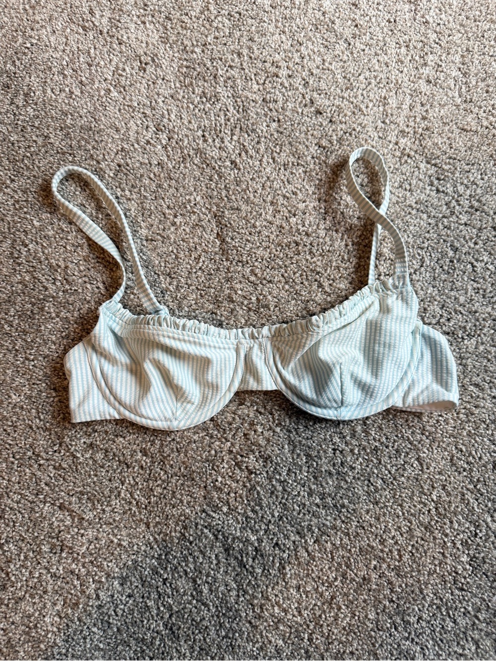 Striped Light Blue BIKINI TOP - probably size medium